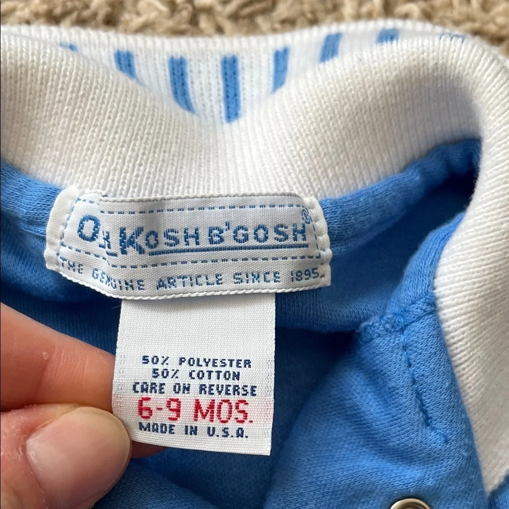 Vintage OshKosh B'gosh Short Sleeve Polo & Denim Shortalls - Size 6-9 Months